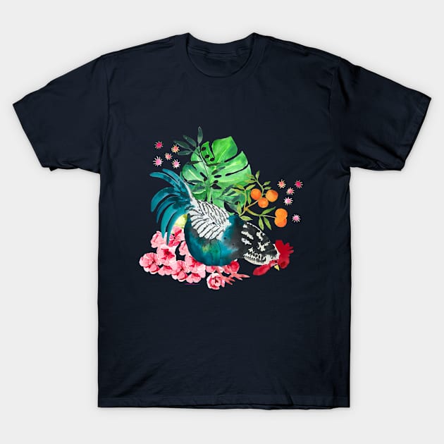 Garden Rooster T-Shirt by Limezinnias Design